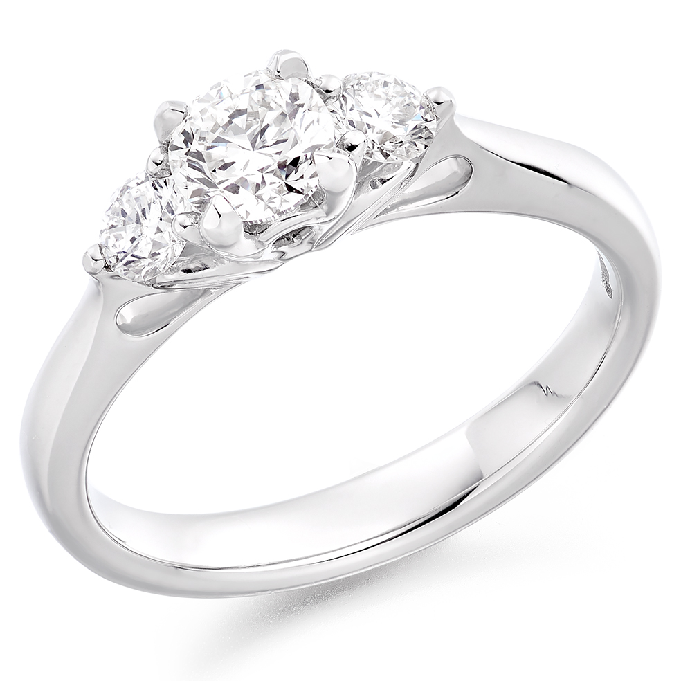 Trilogy platinum ring set with diamonds 0.80cts | Saunders & Pughe